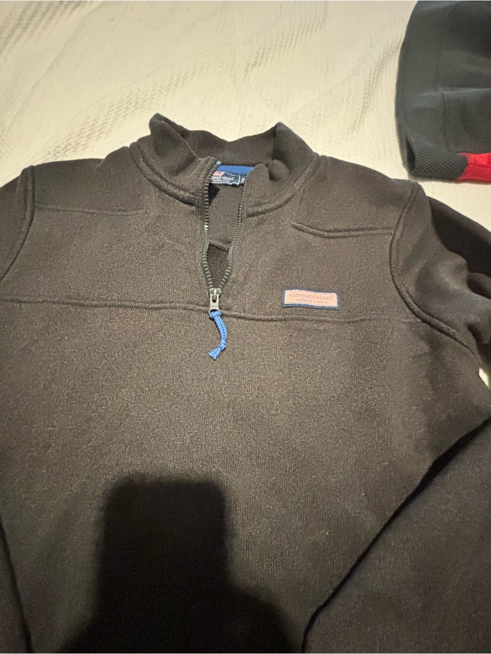 Vineyard Vines womens Black Quarter-Zip Fleece Sweater
